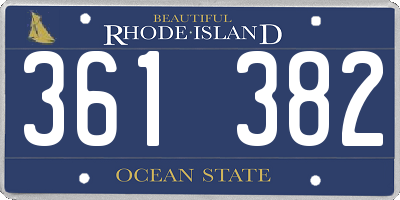 RI license plate 361382