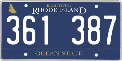 RI license plate 361387