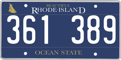 RI license plate 361389
