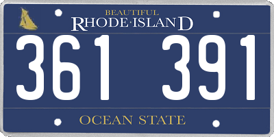 RI license plate 361391
