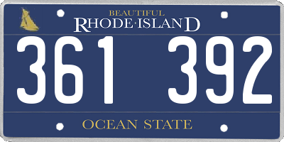 RI license plate 361392