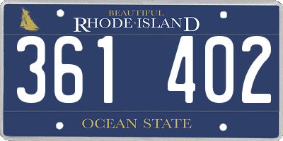 RI license plate 361402