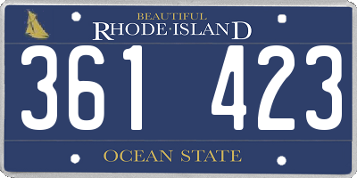 RI license plate 361423