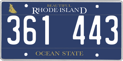 RI license plate 361443