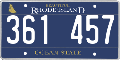 RI license plate 361457