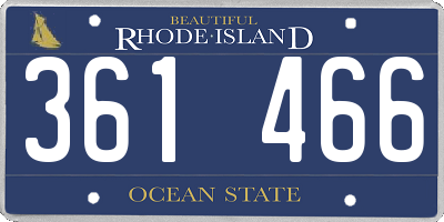 RI license plate 361466