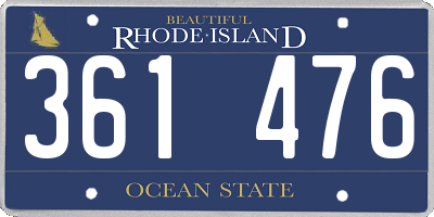RI license plate 361476