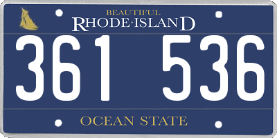RI license plate 361536