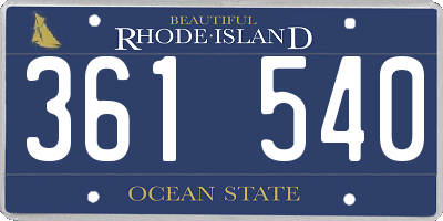 RI license plate 361540