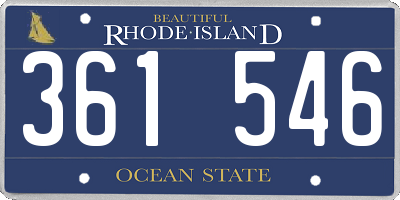 RI license plate 361546