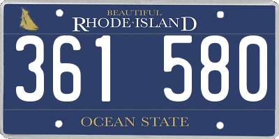 RI license plate 361580