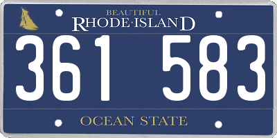 RI license plate 361583