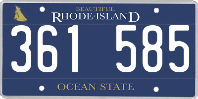 RI license plate 361585