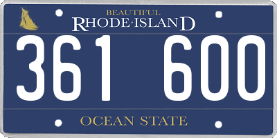 RI license plate 361600