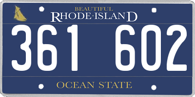 RI license plate 361602