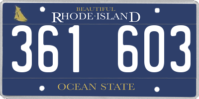 RI license plate 361603