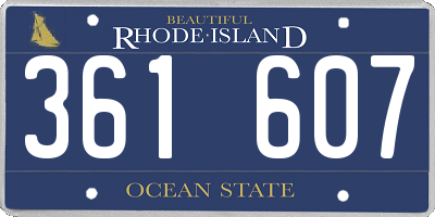 RI license plate 361607