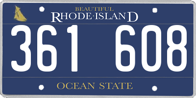 RI license plate 361608