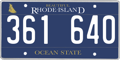 RI license plate 361640