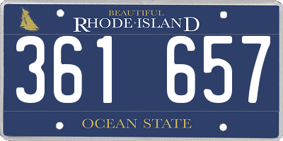 RI license plate 361657
