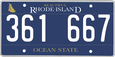 RI license plate 361667
