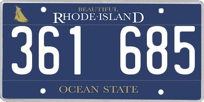 RI license plate 361685