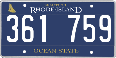 RI license plate 361759