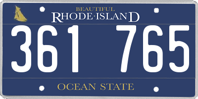 RI license plate 361765