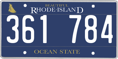 RI license plate 361784