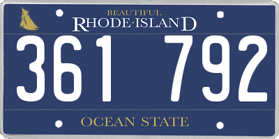 RI license plate 361792