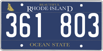 RI license plate 361803