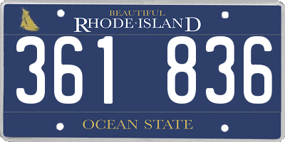 RI license plate 361836