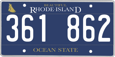 RI license plate 361862