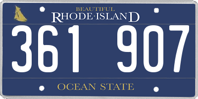 RI license plate 361907