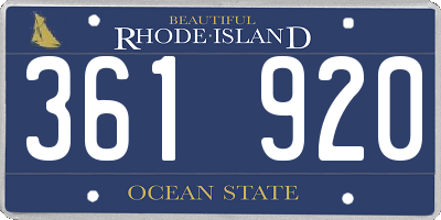 RI license plate 361920