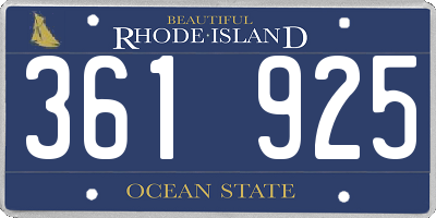 RI license plate 361925