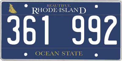 RI license plate 361992