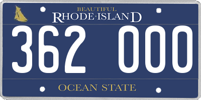 RI license plate 362000
