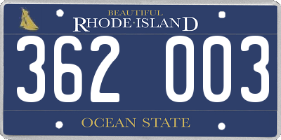 RI license plate 362003
