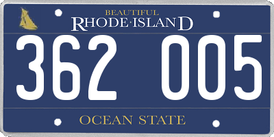 RI license plate 362005