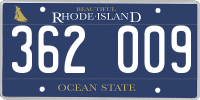 RI license plate 362009