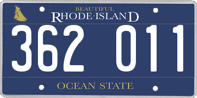 RI license plate 362011