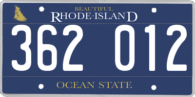 RI license plate 362012