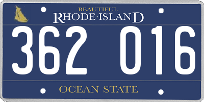 RI license plate 362016