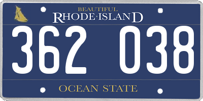 RI license plate 362038