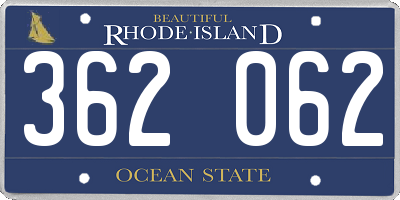 RI license plate 362062