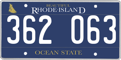 RI license plate 362063