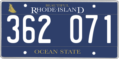 RI license plate 362071