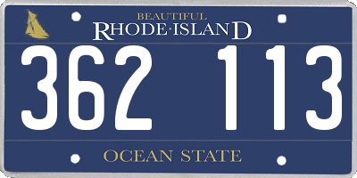 RI license plate 362113
