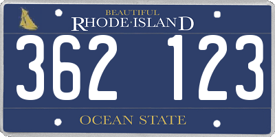 RI license plate 362123